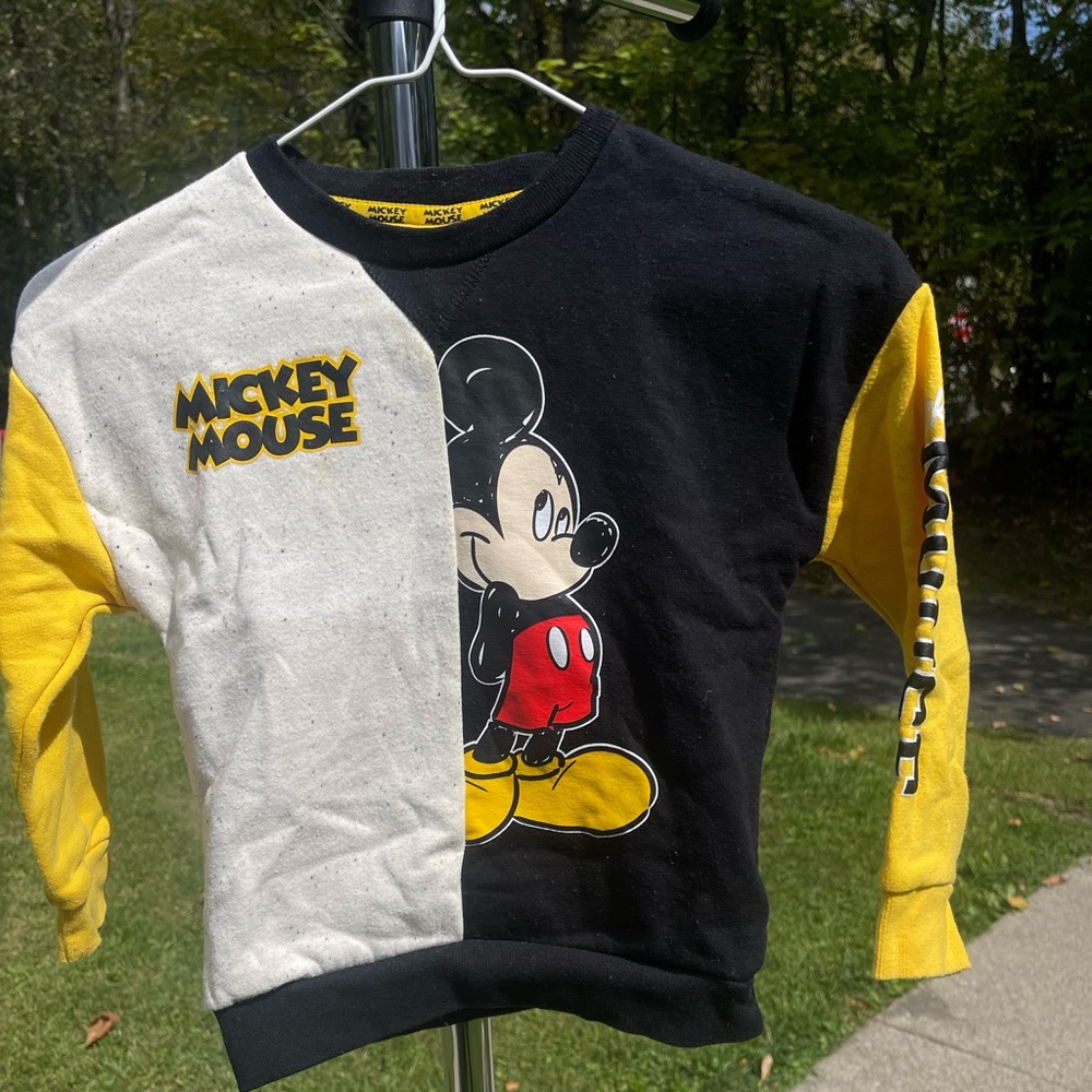 Disney Mickey Mouse Black, White, and Yellow Sweatshirt